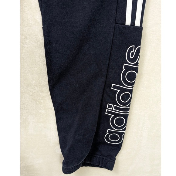 Adidas Jogger Sweatpants Mens L Blue White‎ Stripe Logo Athleisure Workout Gym - Picture 5 of 13